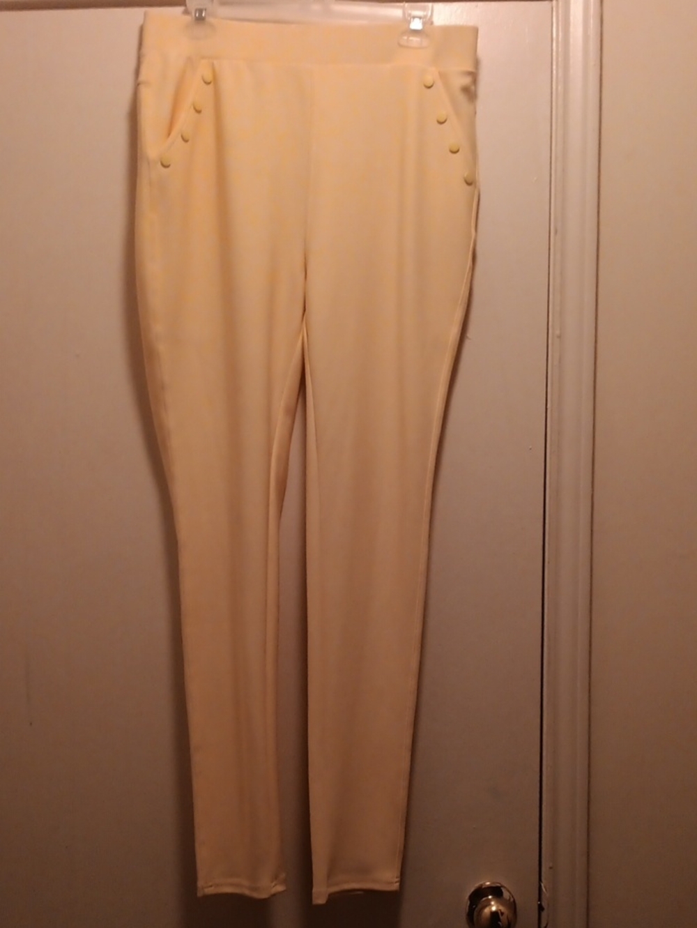 Women's Yellow Dcuba Knit Button Detail Pants